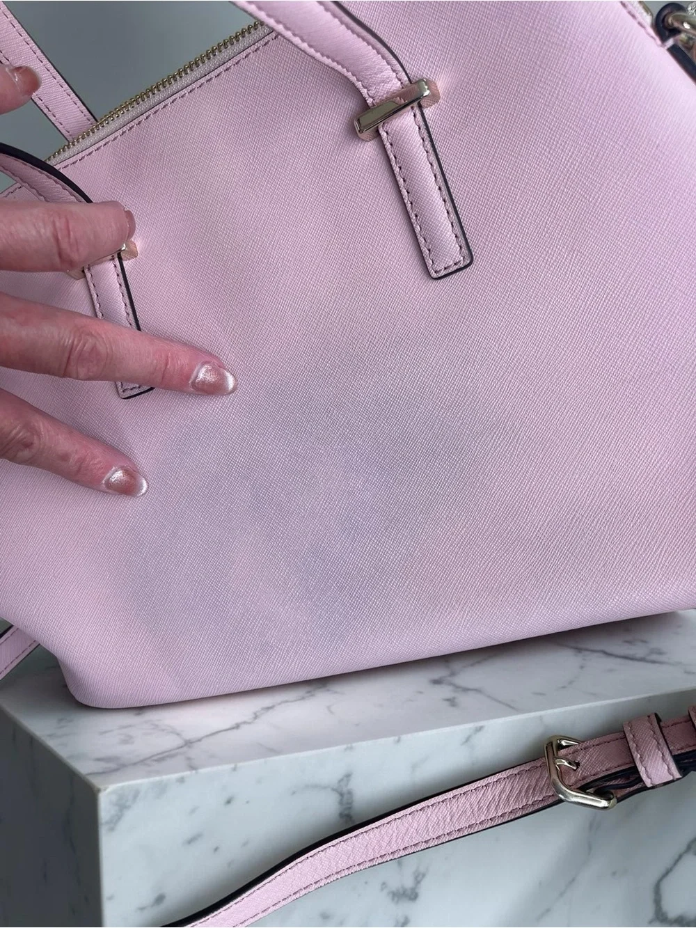 Kate Spade Cedar Street Maise Pale Pink Leather Satchel Crossbody Bag